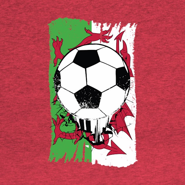 Vintage Welsh Flag with Football // Wales Soccer by SLAG_Creative